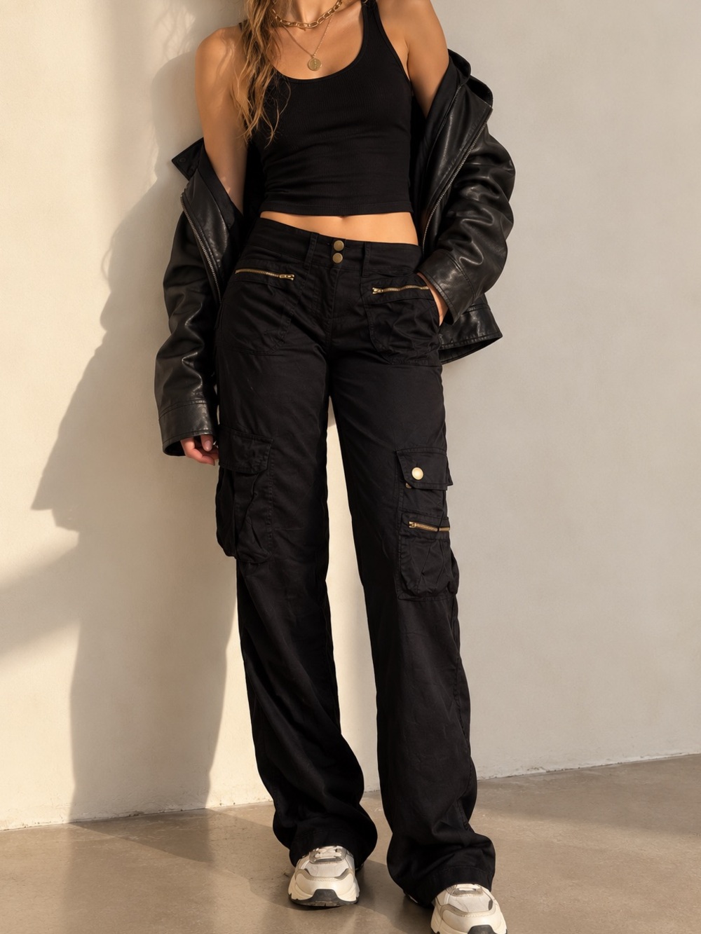 Vintage Y2K Guess Jeans Black Cargo Utility Emo Goth Pants Size 27 Tall
